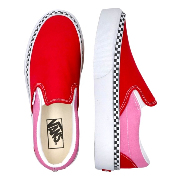 VANS CLASSIC SLIP-ON PLATFORM 2 TONE/CHILLI PEPPER/FUCHSIA PINK BOYS 5.5 GIRLS 7 - Picture 8 of 11